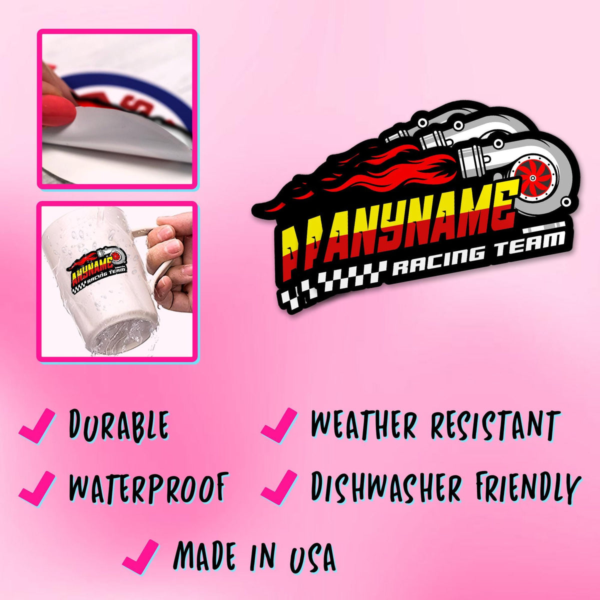 Custom speedy racing motorsport name sticker – view 4