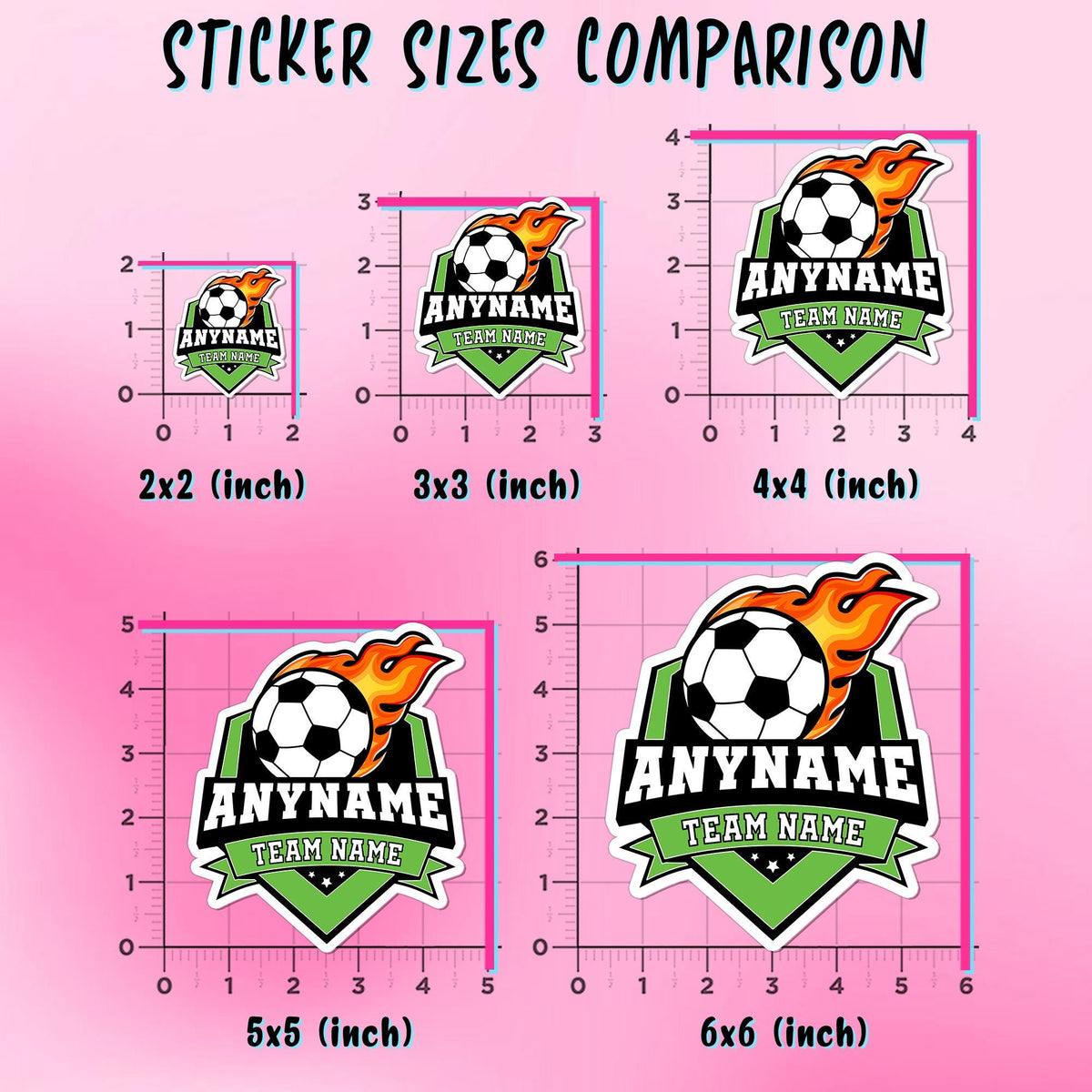 Custom soccer sticker with a player name and team name – view 3