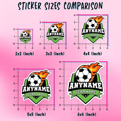Custom soccer sticker with a player name and team name – view 3