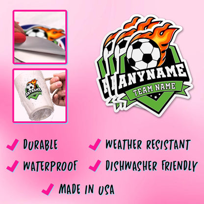 Custom soccer sticker with a player name and team name – view 4
