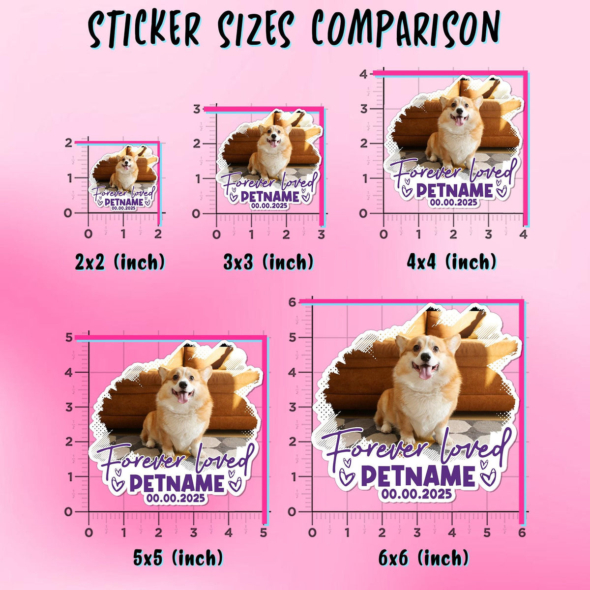 Custom dog memorial sticker with a photo in a paw print heart, name and years – view 3