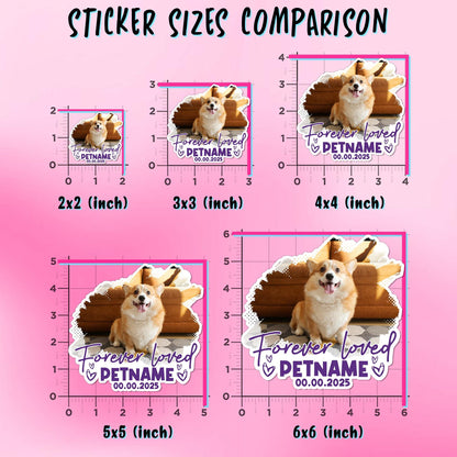 Custom dog memorial sticker with a photo in a paw print heart, name and years – view 3