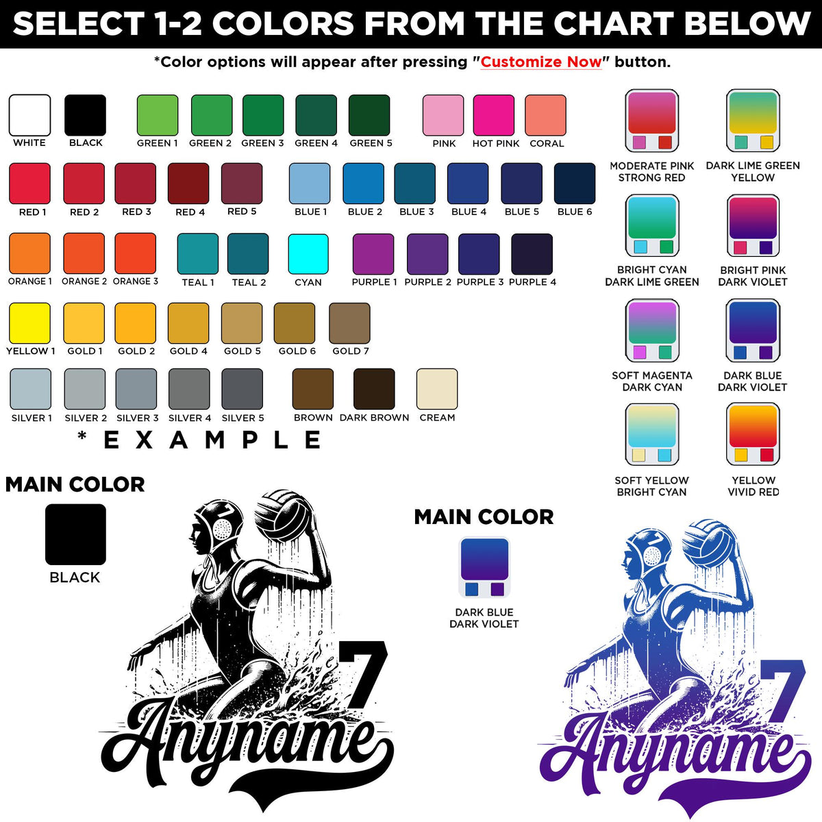 Custom water polo girl player sticker with a name – view 2
