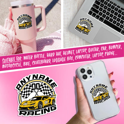 Custom speedy motorsport car sticker with a name and number – view 7