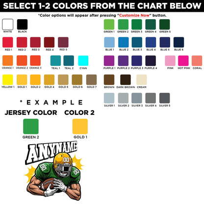 Custom football player sticker with a name, number and two colors – view 2