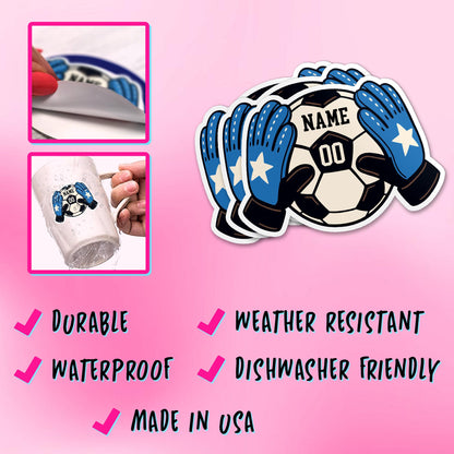 Custom soccer goalkeeper sticker with a name and number – view 6