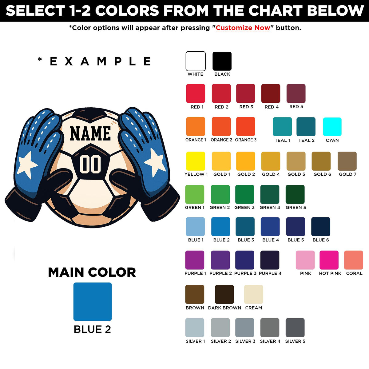 Custom soccer goalkeeper sticker with a name and number – view 2