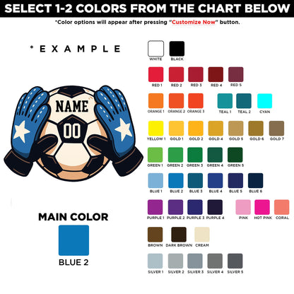 Custom soccer goalkeeper sticker with a name and number – view 2