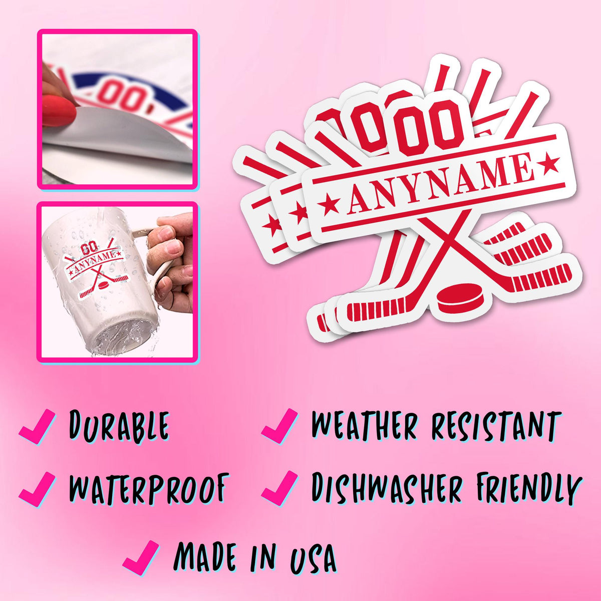 Custom hockey stick sticker with a name and number – view 7
