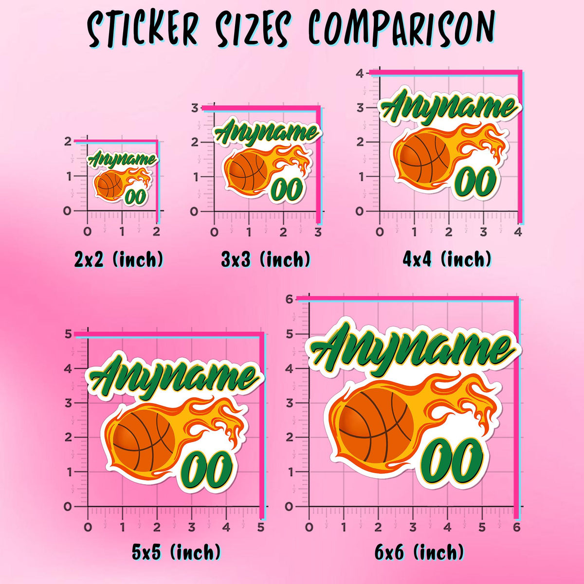 Custom basketball player sticker with a name and number plus an outline color – view 3