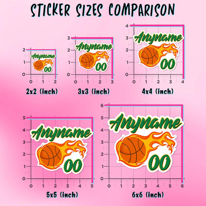 Custom basketball player sticker with a name and number plus an outline color – view 3
