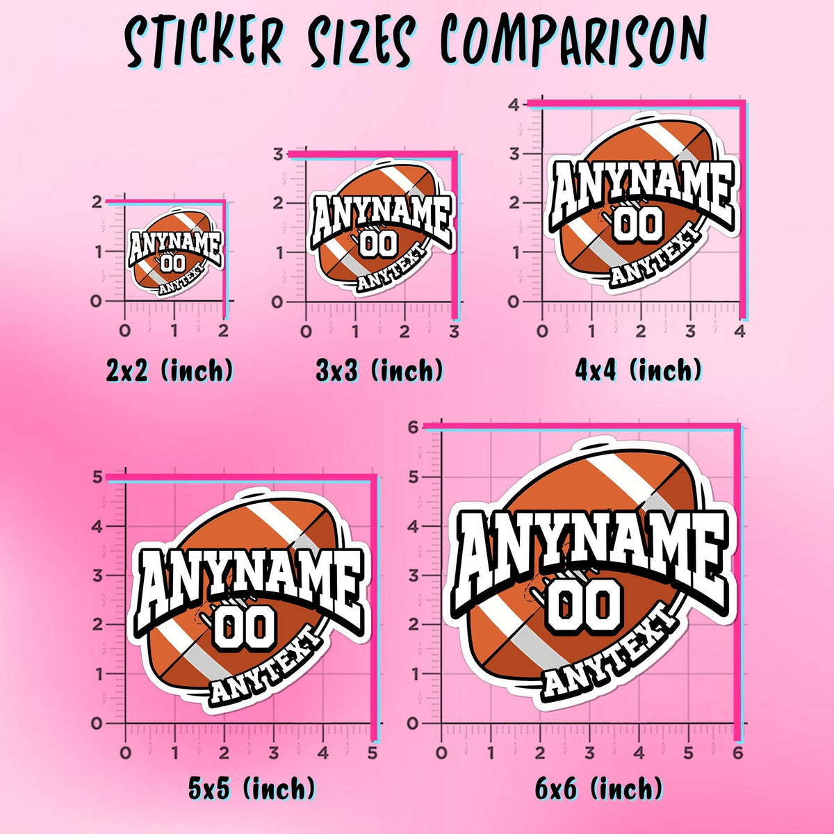 Custom senior football player sticker with a name, number and extra text – view 2