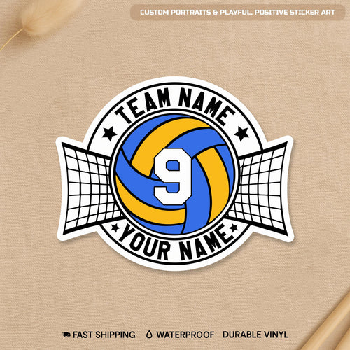 Custom volleyball player decal with a name and number
