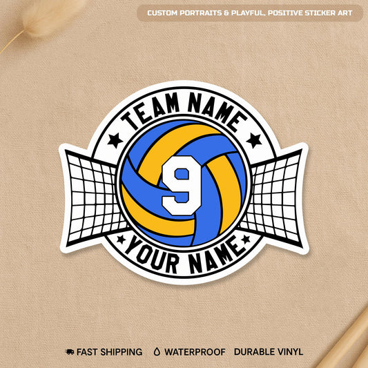 Custom volleyball player decal with a name and number