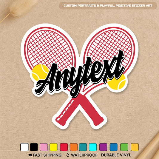 Custom tennis player sticker with a name and number