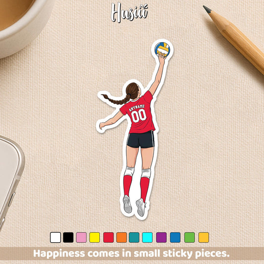 Custom volleyball team spirit sticker with a name and number