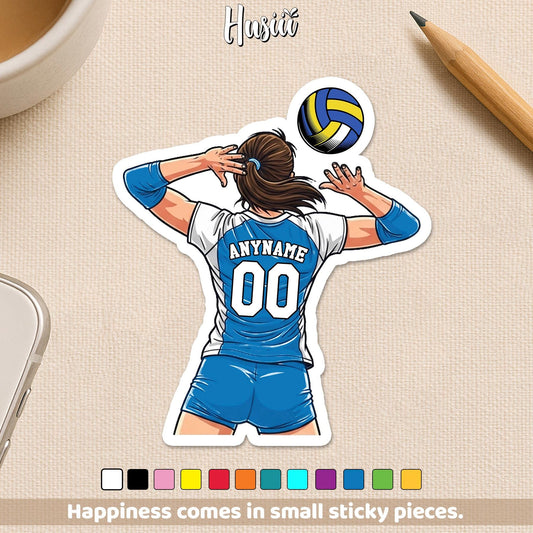 Custom volleyball sports sticker with a name and number