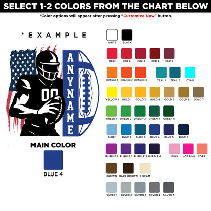 Custom football player sticker with a flag, name and number – view 2