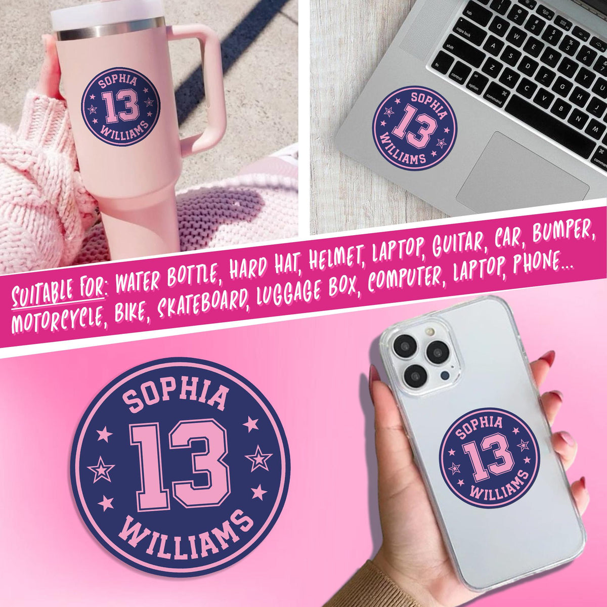 Custom baseball bat knob sticker with a name and number – view 4