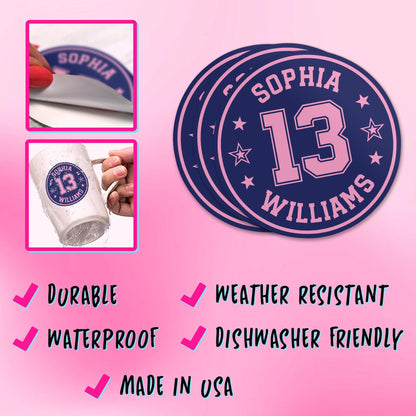 Custom baseball bat knob sticker with a name and number – view 7