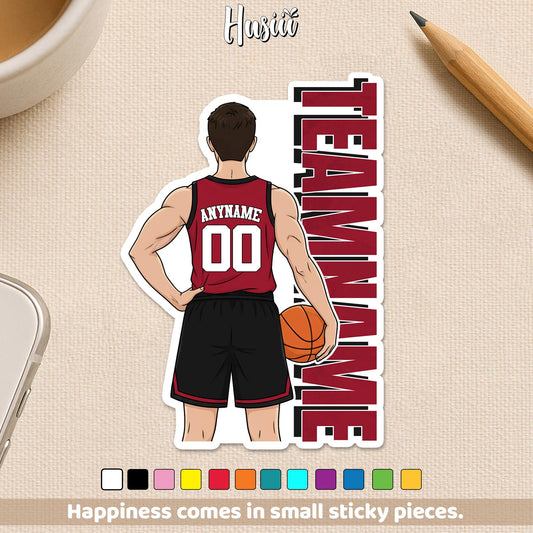 Custom basketball player sticker with a name, number, jersey color and shorts color