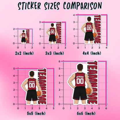 Custom basketball player sticker with a name, number, jersey color and shorts color – view 3