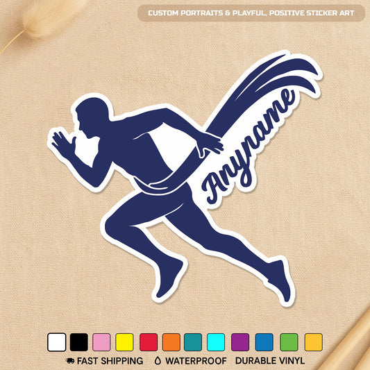Custom runner name sticker for track, marathon and cross country athletes