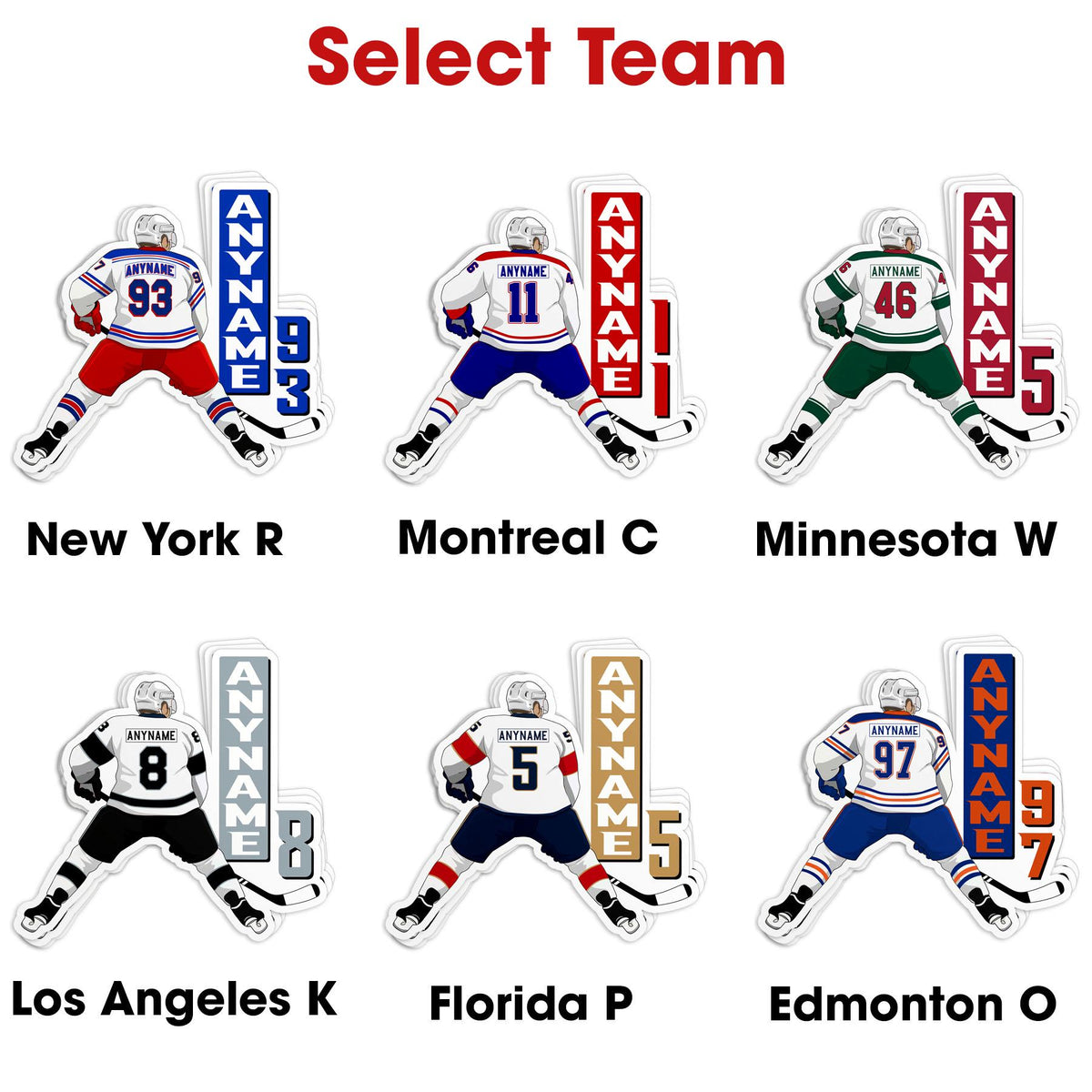 Custom hockey jersey team spirit sticker with a name and number – view 4
