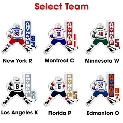 Custom hockey jersey team spirit sticker with a name and number – view 4