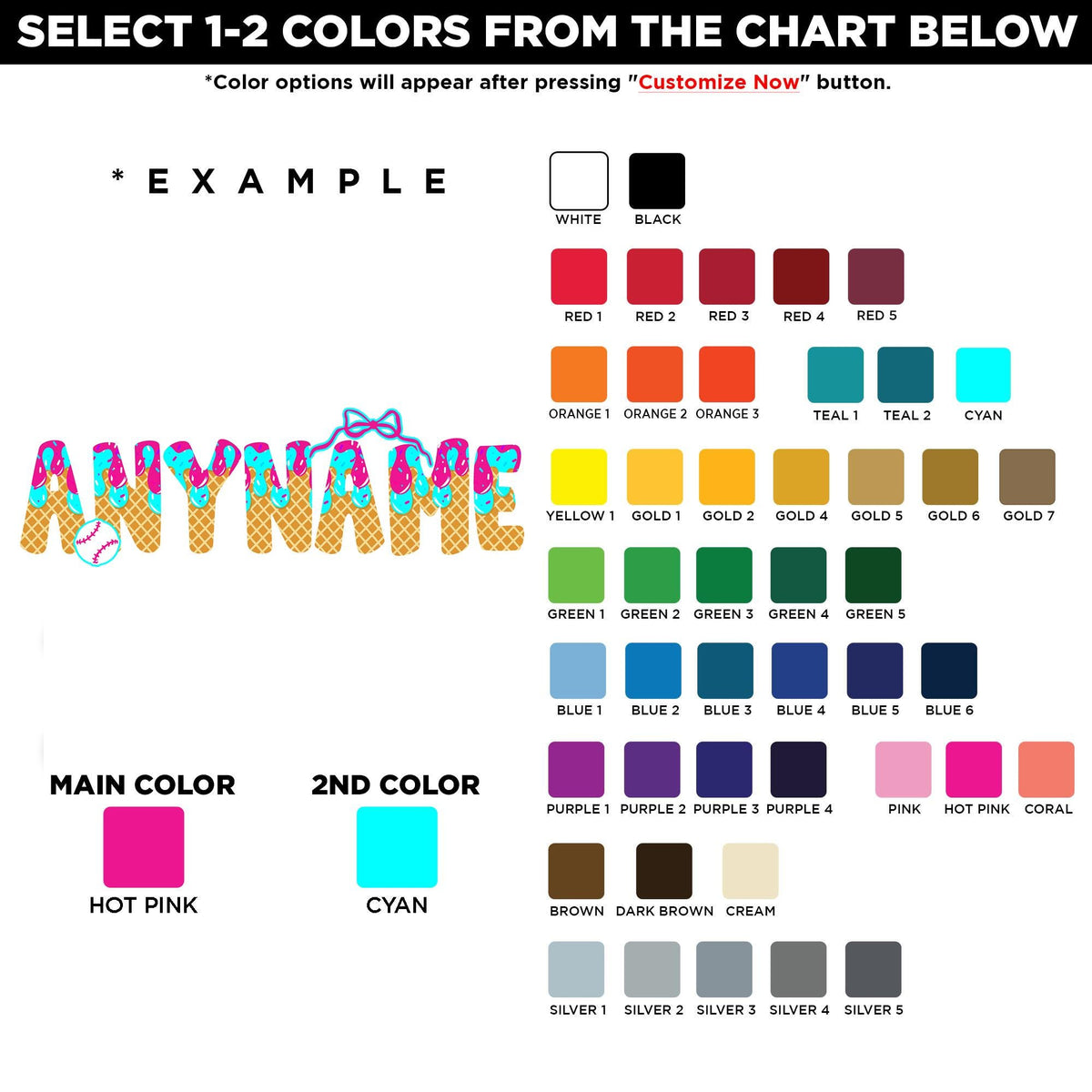 Custom pastel ice cream drip name sticker with a small bow – view 2