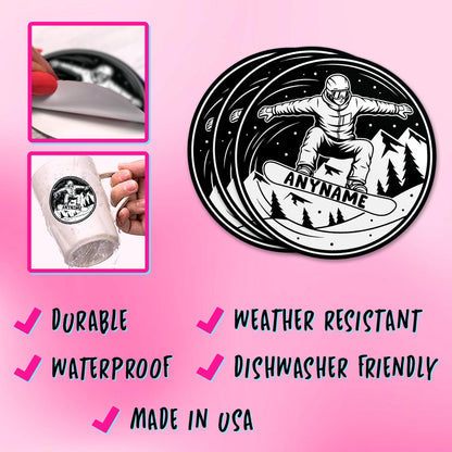 Custom snowboard jump sticker with a name – view 5