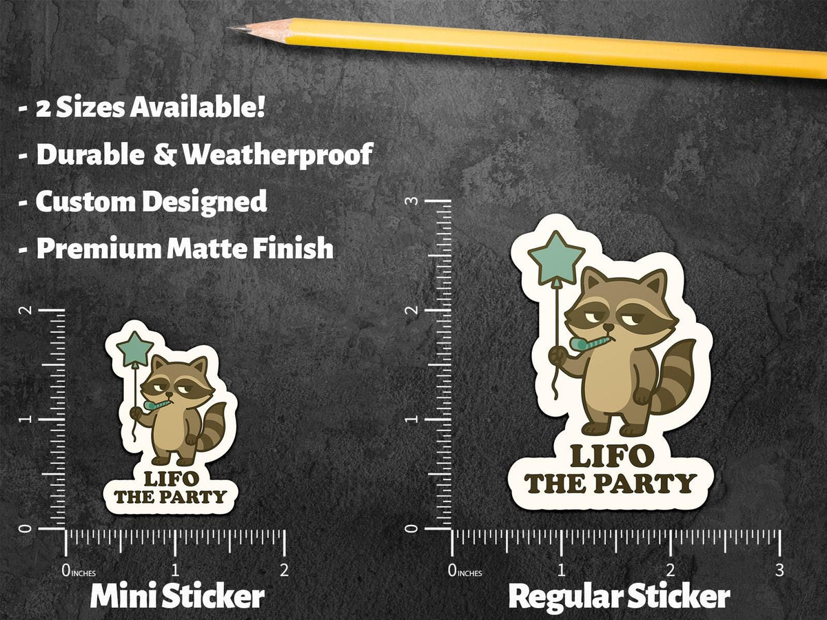 LIFO the Party Raccoon for Accountants sticker, finance students – view 2