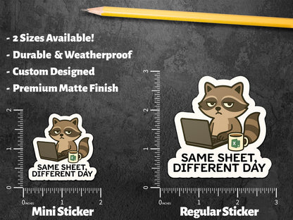 Same Sheet Different Day Raccoon for Accountants sticker sheet – view 2