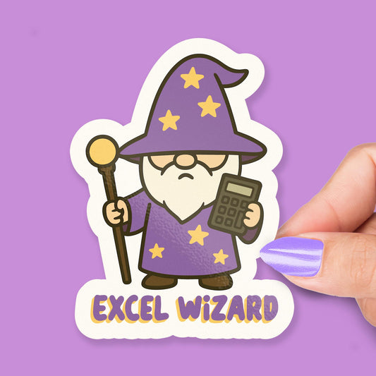 Excel Wizard sticker, purple wizard spreadsheet humor