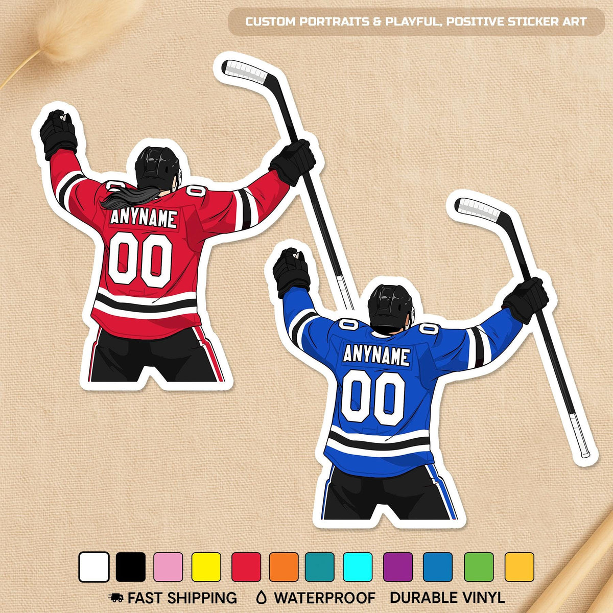 Custom Hockey Player Sticker by Stickreews