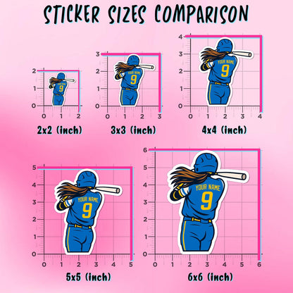 Custom softball girl player sticker with a name and number – view 3