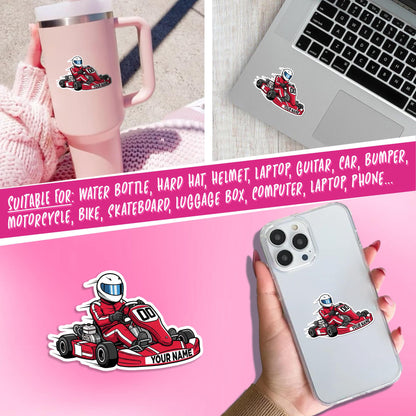 Custom racing car driver sticker with a name and number – view 4