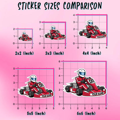 Custom racing car driver sticker with a name and number – view 3