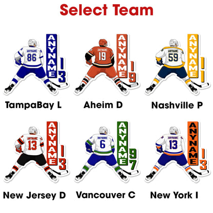 Custom hockey jersey team spirit sticker with a name and number – view 8