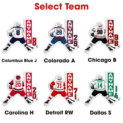 Custom hockey jersey team spirit sticker with a name and number – view 3