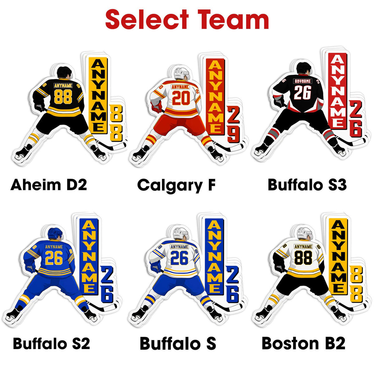 Custom hockey jersey team spirit sticker with a name and number – view 7