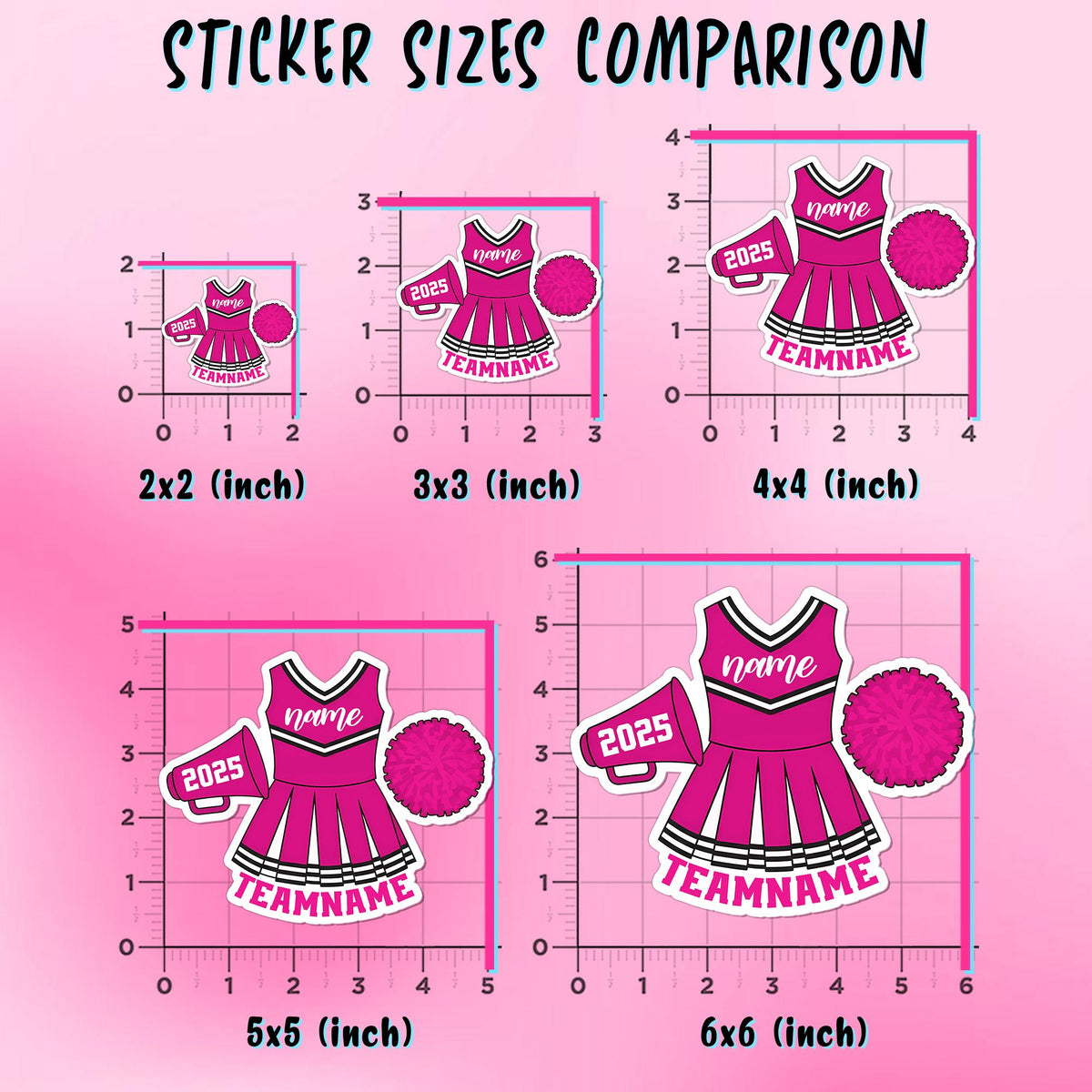 Custom cheerleader school spirit sticker with a name – view 2