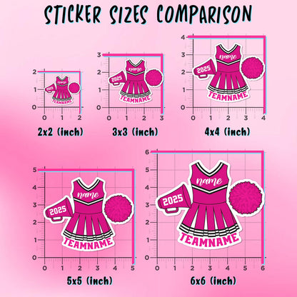 Custom cheerleader school spirit sticker with a name – view 2