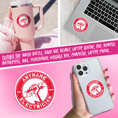 Custom electrician badge sticker with a name – view 4