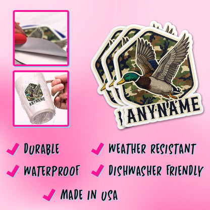 Custom camo flying duck sticker with a name – view 5