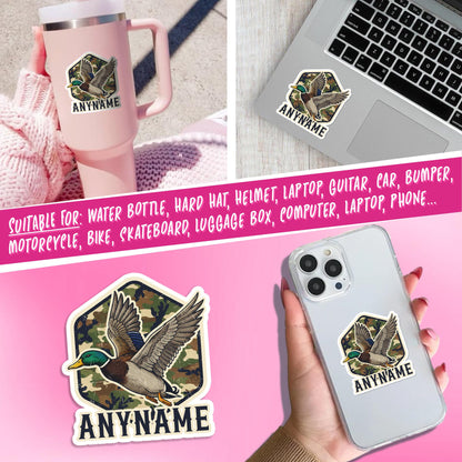 Custom camo flying duck sticker with a name – view 6