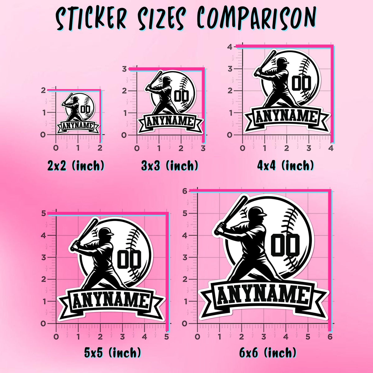 Custom baseball drip sticker with a name and number – view 3