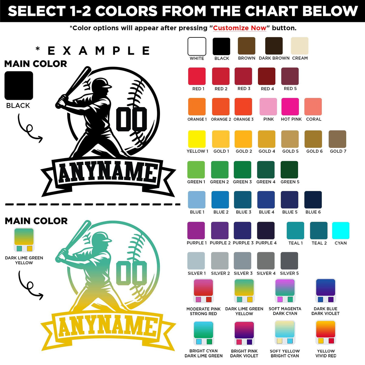 Custom baseball drip sticker with a name and number – view 2