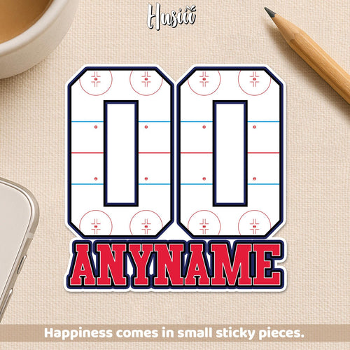 Custom ice hockey player sticker with a name and number