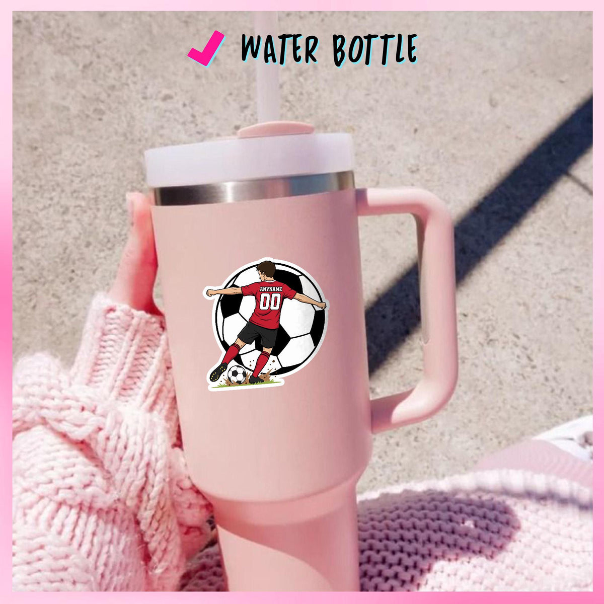 Custom soccer player sticker with a name and number, female or male player – view 5
